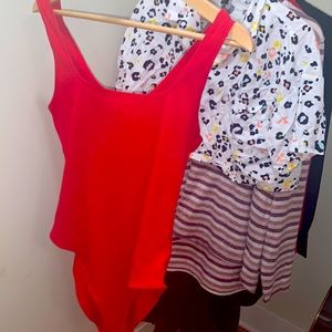 Red ribbed body suit